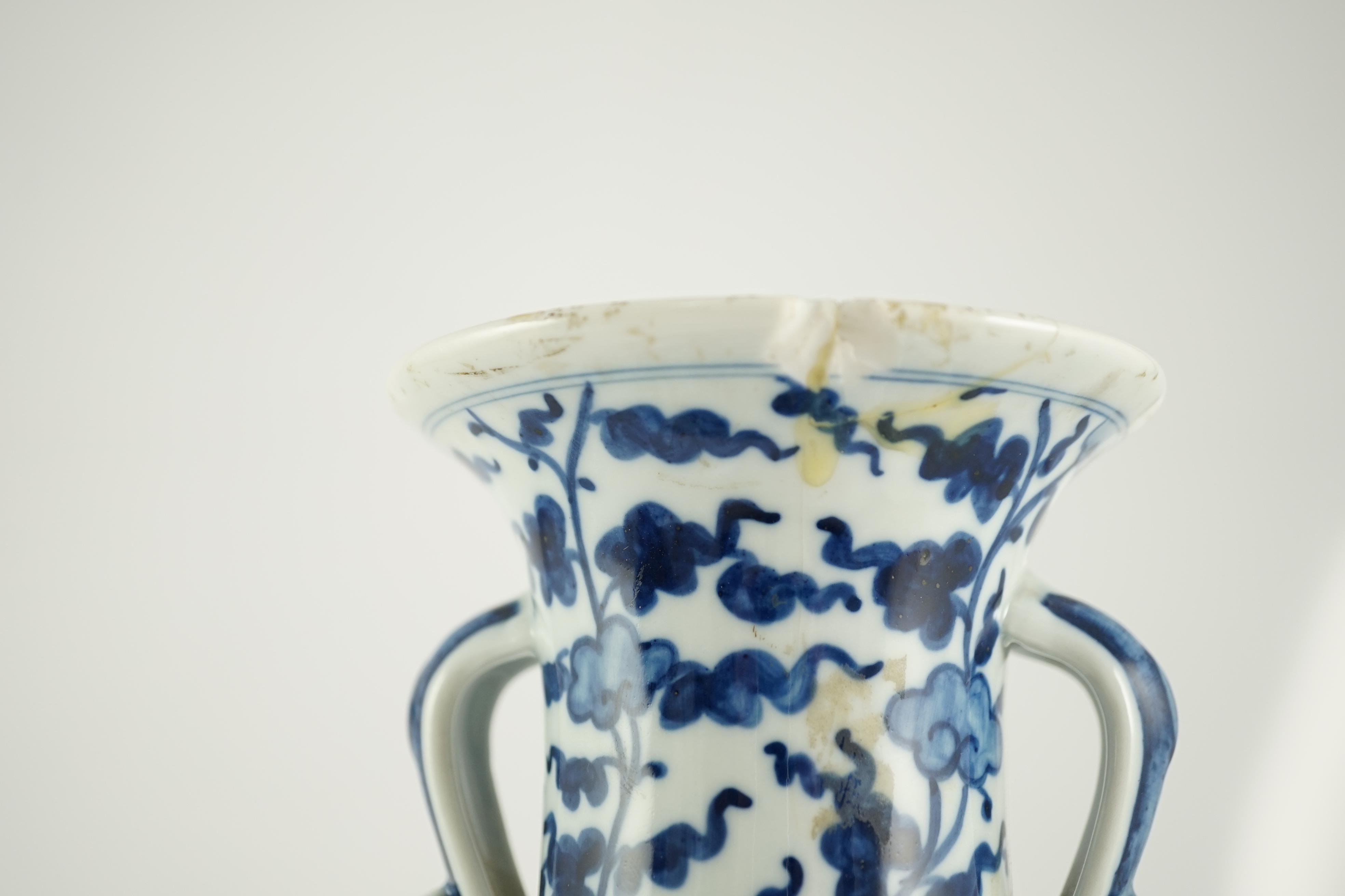 A Chinese blue and white ‘dragon’ vase, Wanli mark but later